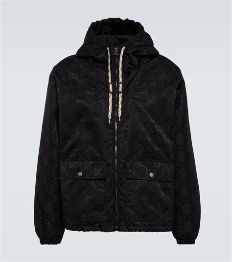 mens gucci oversized jacket black hood|gucci off the grid hood.